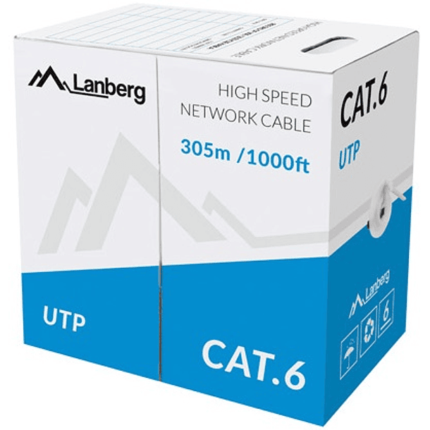 Bobine Cabo de Rede CAT6 UTP Rígido CCA (305 mts) - LANBERG 