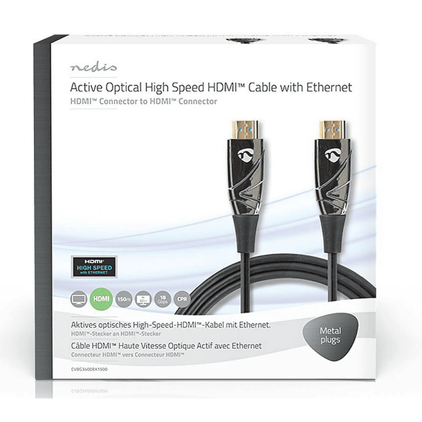Cabo HDMI Amplificado 4K 3D 19P Macho - Macho (150 mts) - NEDIS 4