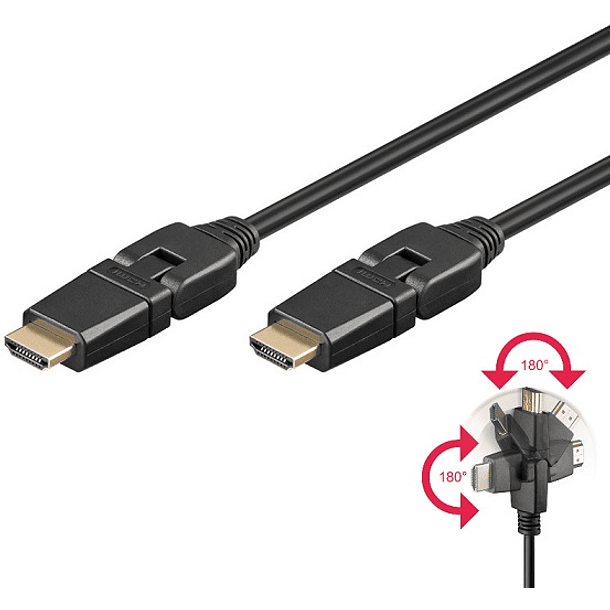 Cabo HDMI 19P M-M Dourado V1.4 Rotativo (2 mts) 