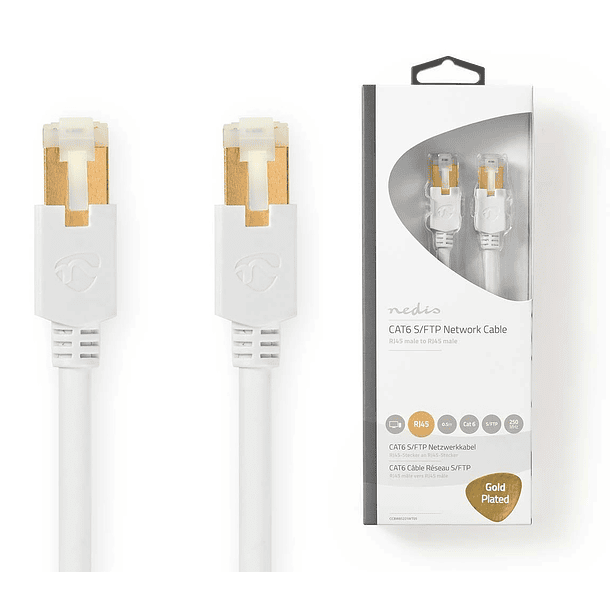 Cabo de Rede RJ45 Cat6 S/FTP Branco (50cm) - NEDIS 1