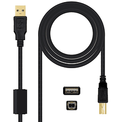 Cabo USB A Macho - USB B Macho c/ Filtros (3 mts) - Nanocable