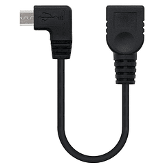 Cabo Adaptador OTG Micro-USB B Macho 90º - USB A Fêmea (15cm) - Nanocable