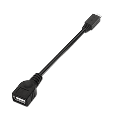 Cabo OTG USB Fêmea - Micro USB Macho Preto (15cm) - AISENS