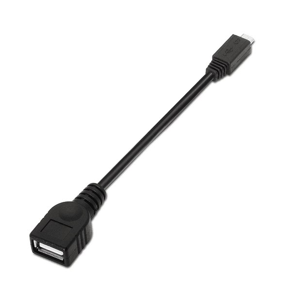 Cabo OTG USB Fêmea - Micro USB Macho Preto (15cm) - AISENS 1