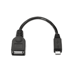 Cabo OTG USB Fêmea - Micro USB Macho Preto (15cm) - AISENS