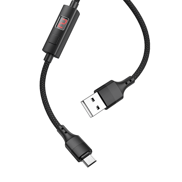 Cabo USB Macho - Micro USB Macho S13 c/ Ecrã (Preto) 1,20 mts - HOCO 2