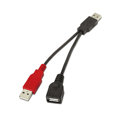 Cabo USB A Macho - USB A Macho/Fêmea (15cm) - AISENS