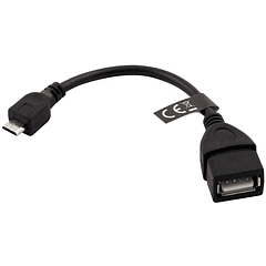 Cabo Adaptador USB A Femea -> micro USB B Macho (OTG) - 20cm