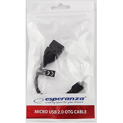 Cabo Adaptador USB A Femea -> micro USB B Macho (OTG) - 20cm