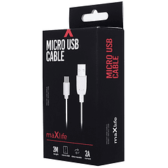 Cabo USB 2.0 A -> Micro USB Fast Charge 2A (3 mts) - MAXLIFE