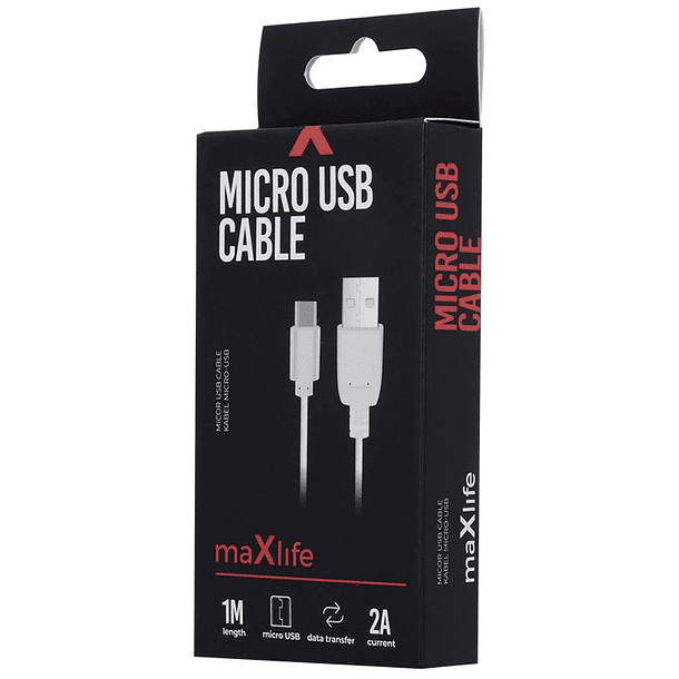 Cabo USB 2.0 A -> Micro USB Fast Charge 2A (1 metro) - MAXLIFE 2