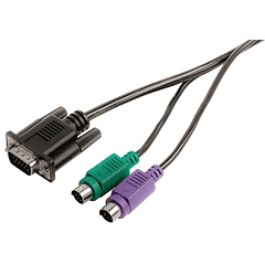 Cabo VGA Macho + 2x PS2 Macho - VGA Femea + 2x PS2 Macho (2 mts)