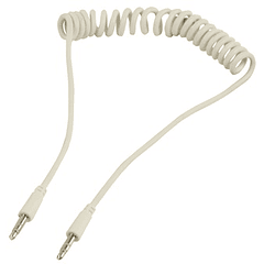 Cabo Espiral Jack 3,5mm M. + Jack 3,5mm M. Stereo (Branco) - 1 metro