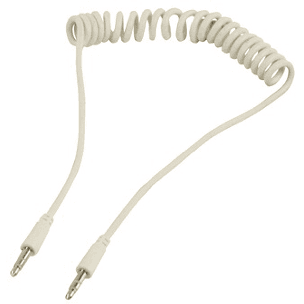 Cabo Espiral Jack 3,5mm M. + Jack 3,5mm M. Stereo (Branco) - 1 metro 
