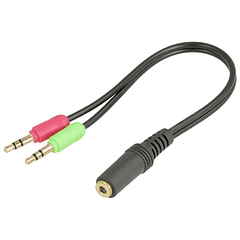 Cabo Jack 3,5mm 4P Fêmea - 2x Jack 3,5mm Macho Stereo