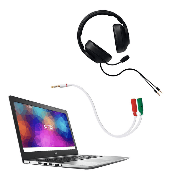 Cabo Adaptador Jack 3.5mm Macho -> 2x Jack 3.5mm Fêmea (Branco) - Nanocable 4