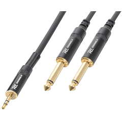 Cabo Jack 3,5mm Macho Stéreo - 2x Jack 6,35mm Macho Mono (1,5 mts) - Power Dynamics CONNEX