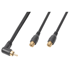 Cabo Adaptador 1 RCA Macho 90º - 2 RCA Femea (30cm) - Power Dynamics CONNEX