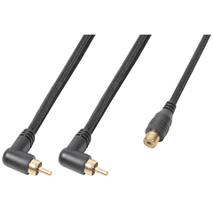 Cabo Adaptador 2 RCA Macho 90º - 1 RCA Femea (30cm) - Power Dynamics CONNEX