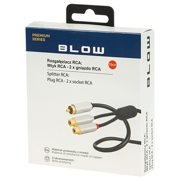 Cabo RCA Macho - 2x RCA Fêmea (15cm) - BLOW 2
