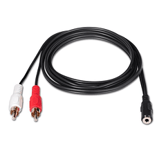 Cabo 2x RCA Macho - Jack 3,5mm Fêmea (1,5 mts) - Nanocable