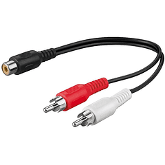 Cabo Adaptador 2 RCA Macho - 1 RCA Femea (20cm)