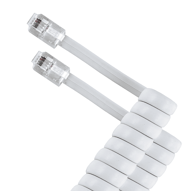 Cabo p/ Ligação do Auscultador Telefone RJ10 7 mts - Branco 1