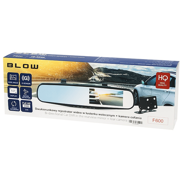 Espelho Retrovisor c/ Dupla Camara BLACKBOX DVR F600 - BLOW 3
