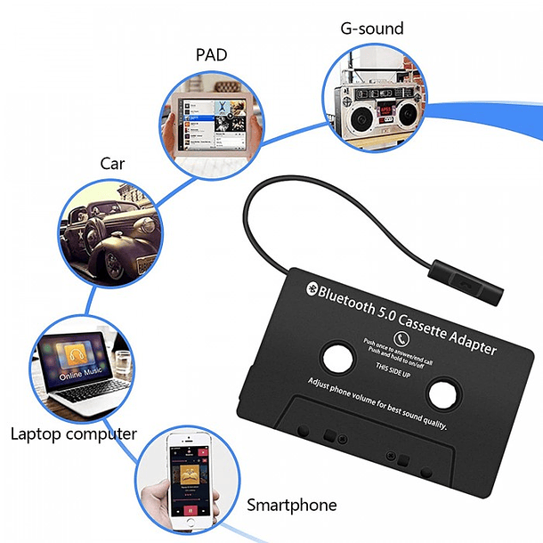 Cassete Adaptadora Bluetooth 5.0 c/ Mãos Livres p/ Carro 1