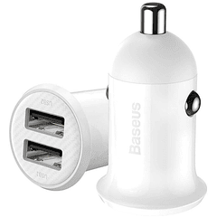 Carregador Isqueiro Duplo USB  24W (Branco) - BASEUS