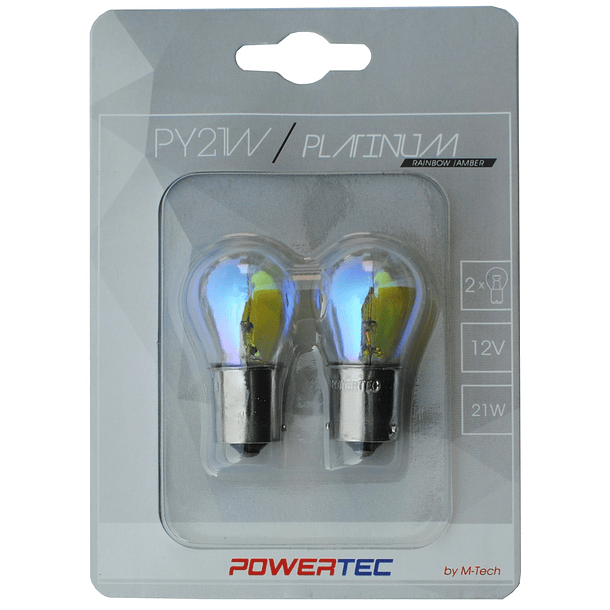 Blister 2x Lampadas Halogéneo PY21W 12V BAU15s (RAINBOW) - POWERTEC 