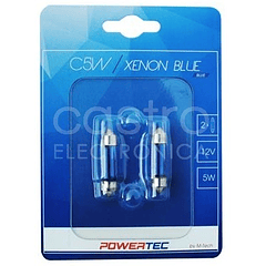 Blister 2x Lampadas Halogéneo C5W (36mm) 12V 5W (XENON BLUE)