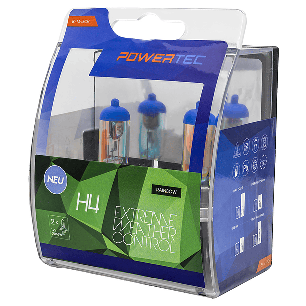 Pack 2x Lampadas Halogeneo (EXTREME WEATHER CONTROL) p/ Automóvel H4 55W 12V - M-TECH 