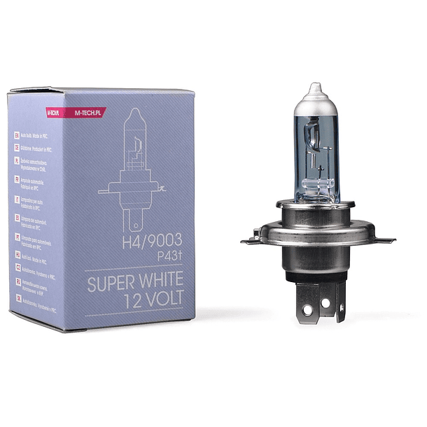 Lampada H4 60/55W 12V Super White p/ Automóvel - M-TECH 