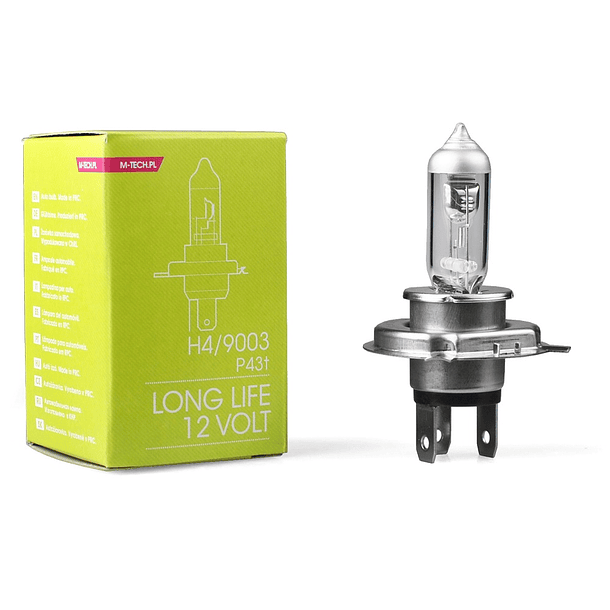 Lampada H4 60/55W 12V Long Life p/ Automóvel - M-TECH 