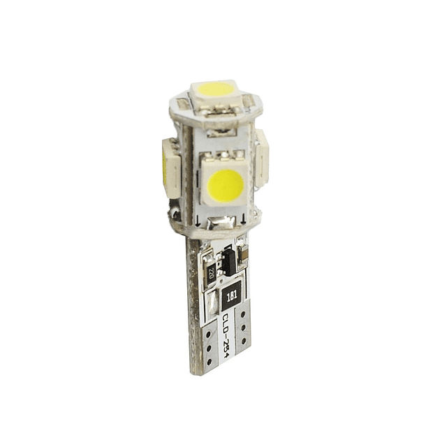 Blister 2x Lampadas T10/W5W 5 LEDs SMD 12V Branco 6000K (CANBUS) - M-TECH 2