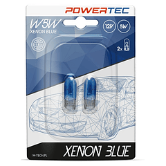 Blister 2x Lampadas Halogéneo T10/W5W 12V 5W (XENON BLUE) - POWERTEC