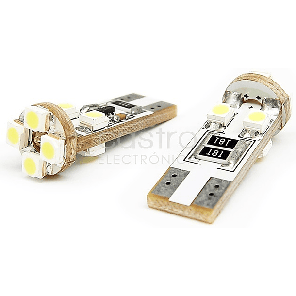 Blister 2x Lampadas T10/W5W 8 LEDs SMD 12V Branco 6000K CANBUS - M-TECH 1