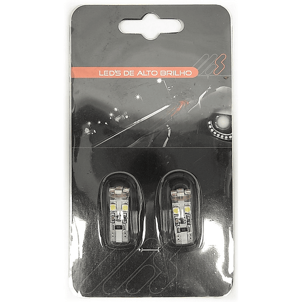 Blister 2x Lampadas T10/W5W 8 LEDs SMD 12V Branco 6000K CANBUS - M-TECH 2