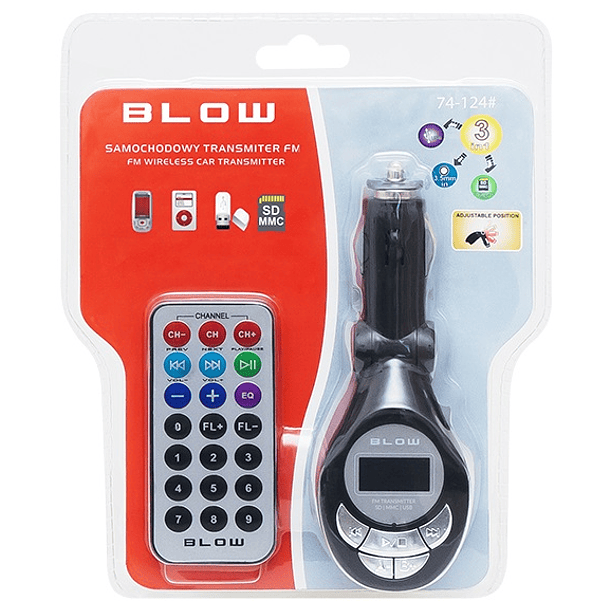 Transmissor FM c/ SD, USB e Jack 3.5mm + Comando - BLOW 3