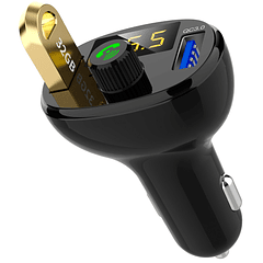 Transmissor Auto FM 12/24V c/ MP3-USB-Bluetooth + Mãos Livres + Carreg. Rápido USB (QC3.0)
