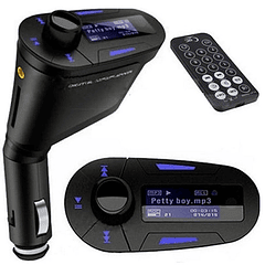Transmissor Auto LCD FM c/ MP3-SD-USB e Comando