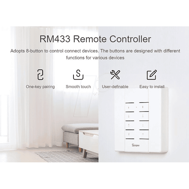Comando Remoto 4 Canais 433Mhz - Sonoff 3