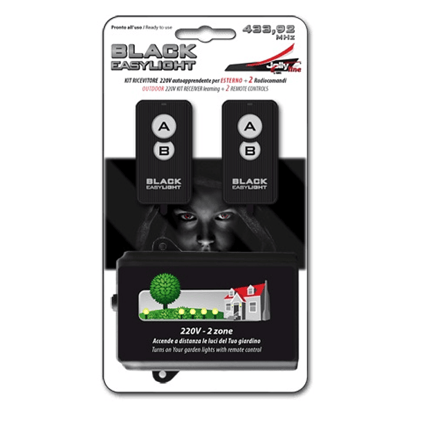 Kit Emissor Receptor 2 Canais e 2 Comandos (433MHz) Especial p/ Jardim - JollyLine 2