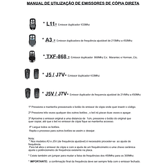 Comando Garagem Frequência Ajustável 220...450Mhz