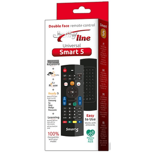 Comando Air Mouse QWERTY p/ SMART TVs SAMSUNG, SONY, LG, PHILIPS e PANASONIC - JollyLine Smart 1