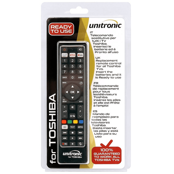 Comando Universal Dedicado p/ TVs LCD TOSHIBA - UNITRONIC 1