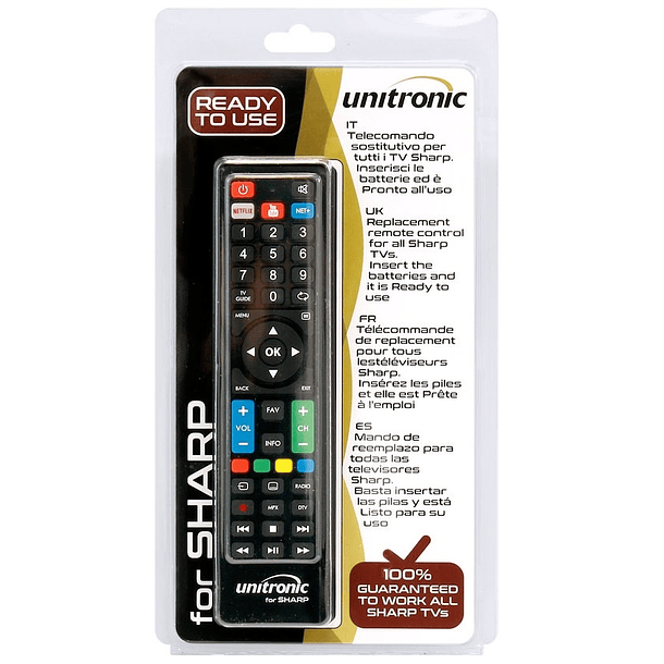 Comando Universal Dedicado p/ TVs LCD SHARP - UNITRONIC 1