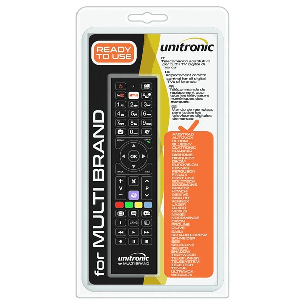 Comando Universal Dedicado p/ TVs LCD Multi-Marcas - UNITRONIC 1