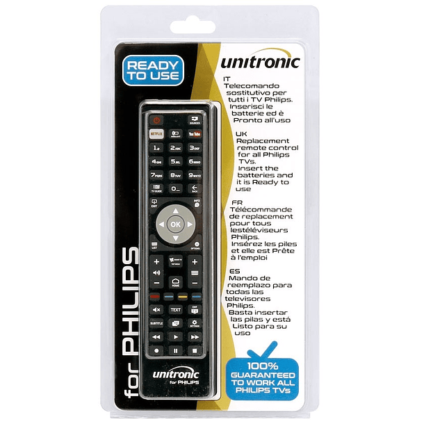 Comando Universal Dedicado p/ TVs LCD PHILIPS - UNITRONIC 1